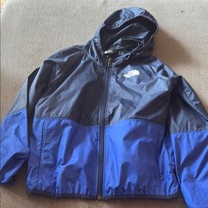 The North Face Blue and Black Raincoat with Hood